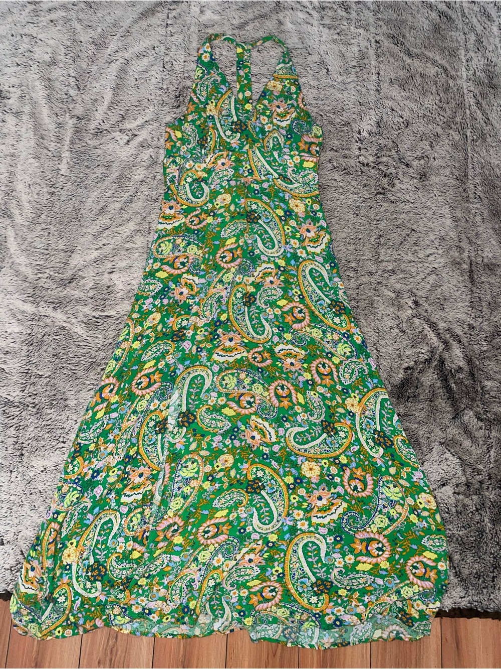 MSK Green Paisley Floral Maxi Dress